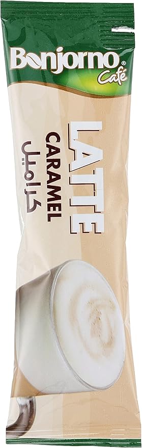Bonjorno Latte Caramel 18g- 12 sachet / كابتشينو بونجورنو سريع التحضير بطعم الكاراميل-216 غم، مسحوق، عدد 12، كيس