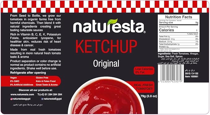 NATURESTA - Ketchup, Original, 355g / كاتشب اصلي 355 جرام من ناتشورستا (صلصات دايت)