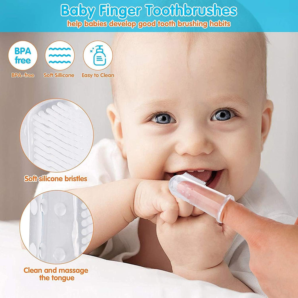 Bennort Baby Healthcare and Grooming Kit Care Keep Healthy and Clean -Infant Toddlers / مجموعة العناية الصحية والعناية بالأطفال 10 في 1 من بينورت فرشاة شعر للأطفال - قصافة أظافر - منظف الأنف - أسنان للإصبع - مقص متعدد الألوان