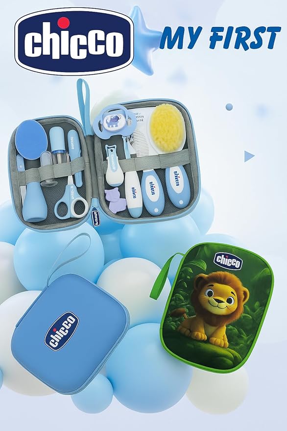 مجموعة العناية بالطفل،مجموعة العناية اليومية الأساسية للأطفال مكونة من 13 قطع مع شنطة تخزين، مجموعة أدوات الأظافر للأطفال حديثي الولادة والعناية الصحية والعناية الشخصية- من Fantastic-Kids-Toys (Green)