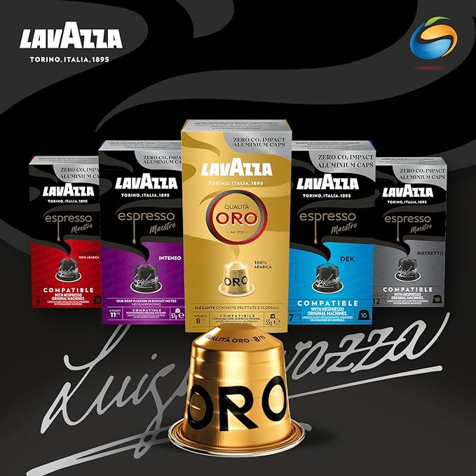 Lavazza Qualita Oro Compatible Capsules With Nespresso 10 Capsules / كبسولات كواليتا اورو متوافقة مع نسبريسو من لافازا، 10 كبسولات