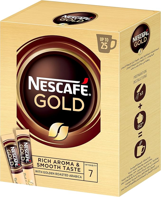 NESCAFÉ Gold Coffee Stick pack of 25x1.8g 1.8 g (Pack of 25) / عبوة أكياس نسكافيه جولد 25 قطعة، 1.8 جرام قد يختلف الغلاف