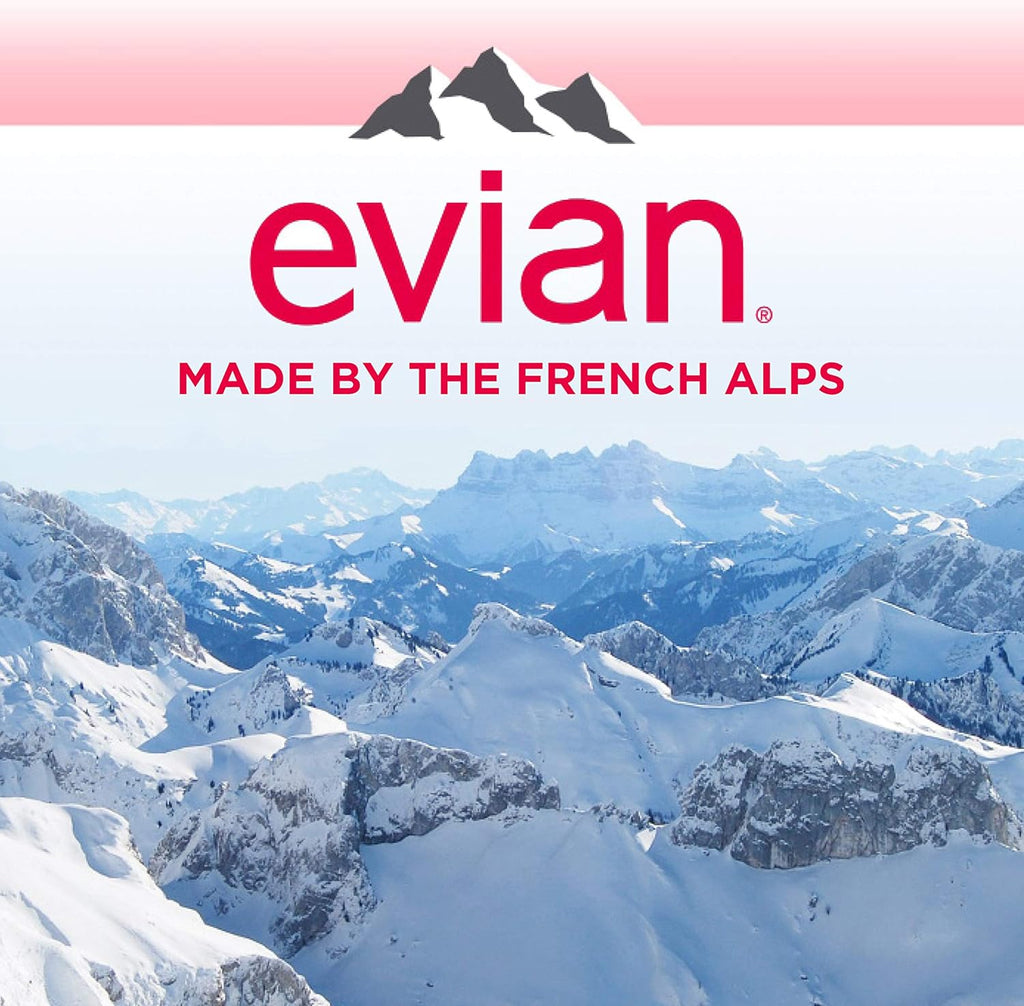 evian natural spring water, 500mL Bottles, 24 Pack / مياه الينابيع الطبيعية من ايفيان، زجاجات 500 مل، 24 عبوة