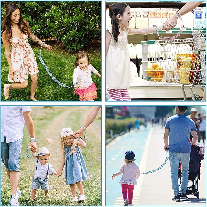Anti Lost Wrist Link for Toddlers  6.56ft / حلقات معصم مضادة للضياع للاطفال الصغار، زمام معصم للاطفال باللون الازرق مع حبل معصم بتصميم فتح مغناطيسي للحفاظ على طفلك قريبًا وآمنًا بطول 6.5 قدم