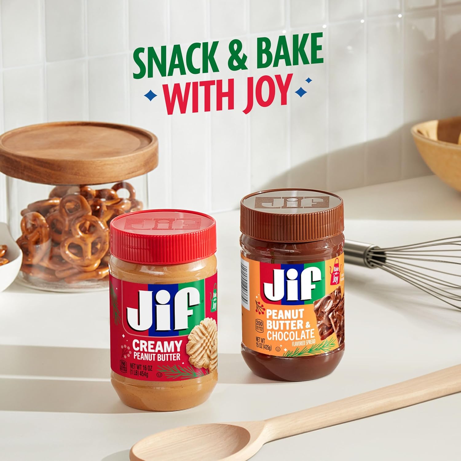 Jif Creamy Peanut Butter, Non-GMO, Gluten-Free, 454g / زبدة فول سوداني كريمية وغير معدلة وراثيا وخالية من الجلوتين، بوزن 454 جم من جيف