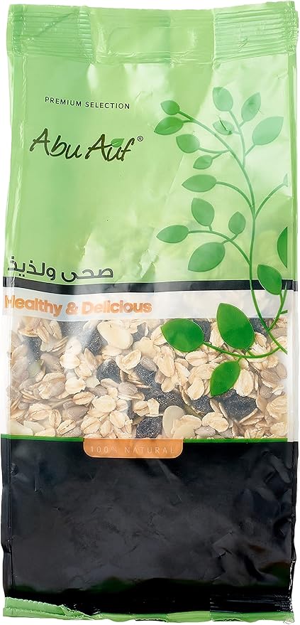 Abu Auf Muesli Oats with Nuts & Dried Fruits, 450 gm / موسلي شوفان بالمكسرات والفواكه المجففة من ابو عوف ، 450 جم