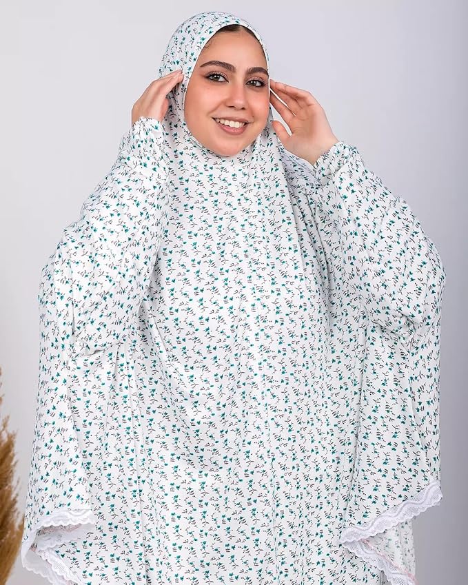 Generic Womens Khimar Pure Soft Cotton - Free Size (Multicolor) / خمار نسائي مصنوع من القطن الناعم، متعدد الألوان، مقاس موحد يناسب حتى 120 كيلو، بتصميم بسيط