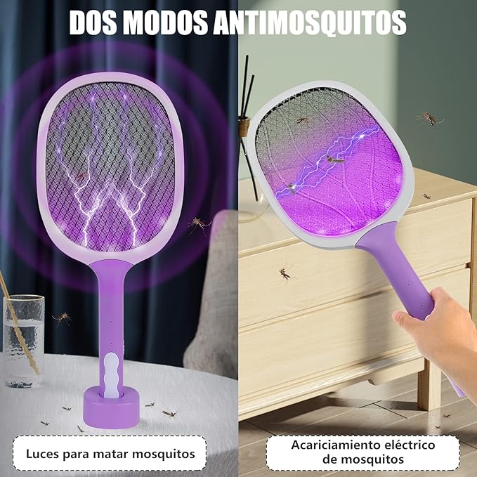 مضرب كهربائي صاعق وطارد للحشرات والبعوض 3 في 1، قاتل حشرات قابل لاعادة الشحن عن طريق USB، مضرب محمول للمطبخ والمنزل والحديقة والخارج من لينيو