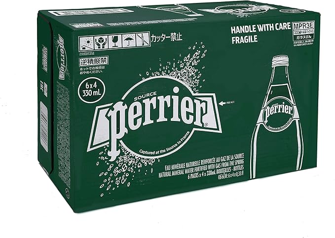 Perrier Natural Sparkling Water Glass Bottel 24330 ML / بيرير - زجاجة مياه طبيعية فوارة ٢٤ * ٣٣٠ مل