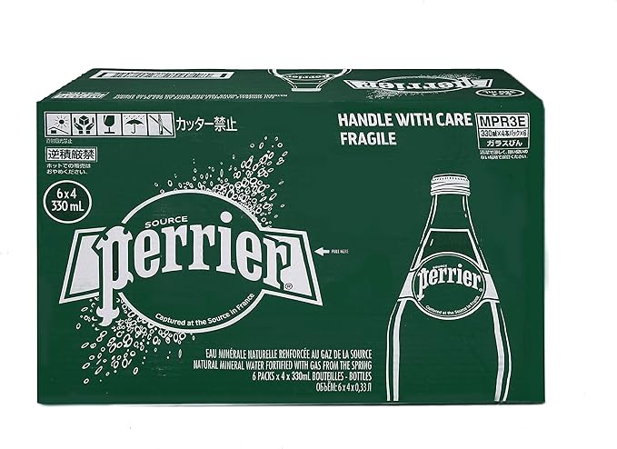 Perrier Natural Sparkling Water Glass Bottel 24330 ML / بيرير - زجاجة مياه طبيعية فوارة ٢٤ * ٣٣٠ مل